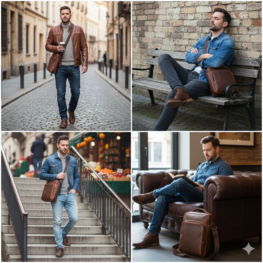 Sac en cuir premium Styloke™ à bandoulière