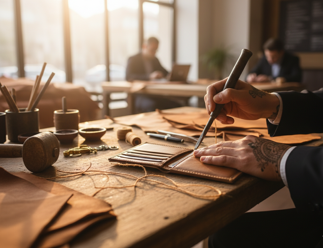 Portefeuille en cuir fait main