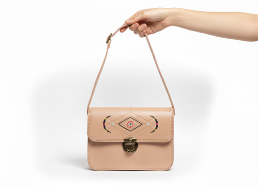 Sac bandoulière en cuir marocain fait main – Marron et Noir châtaigne