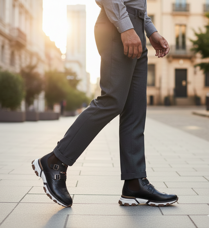 La botte en cuir – Noir châtaigne classique