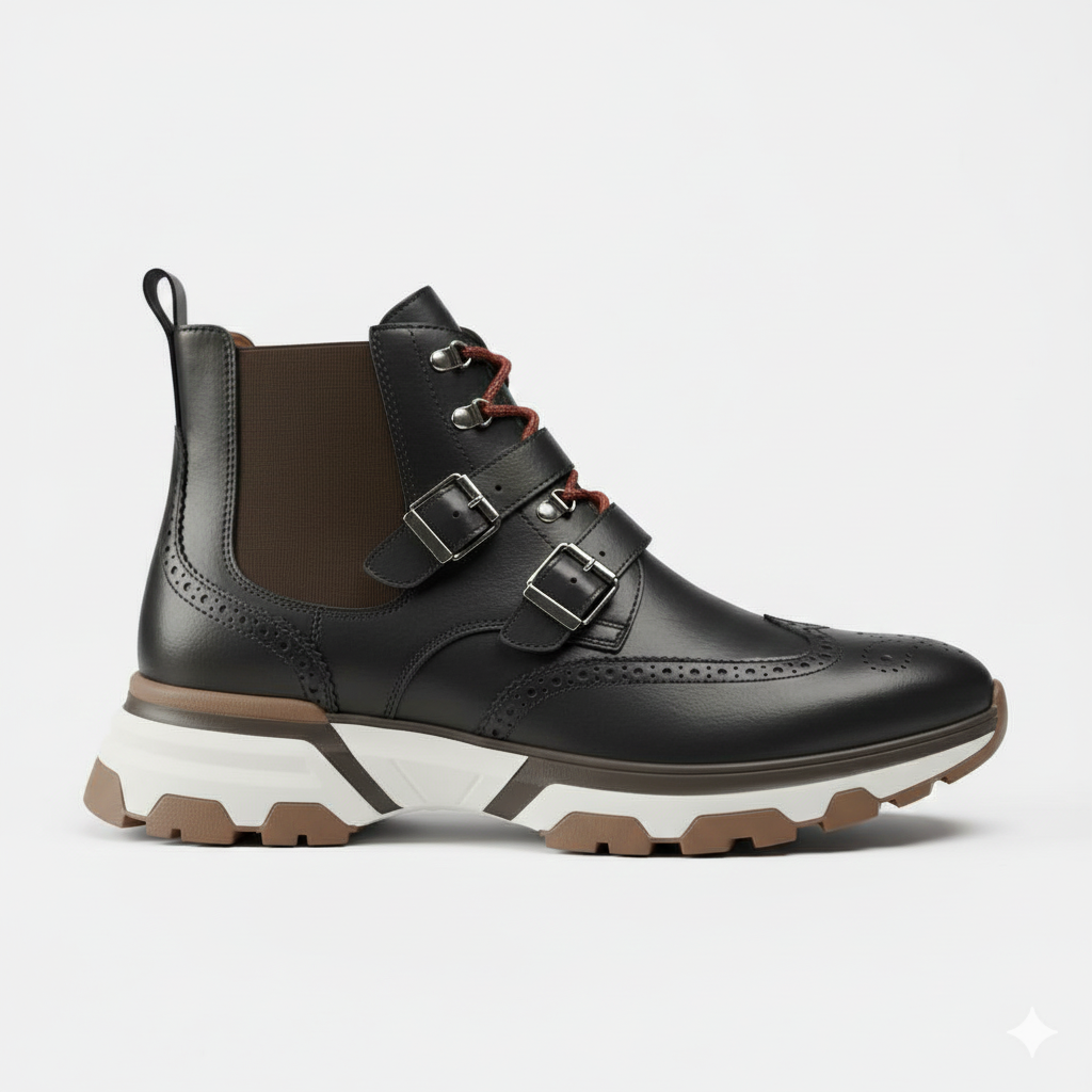 La botte en cuir – Noir châtaigne classique