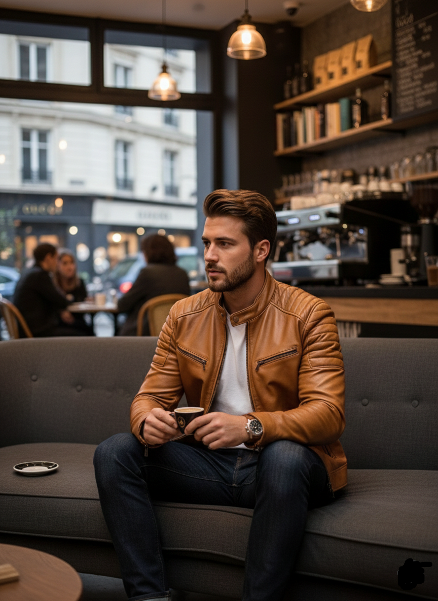 Veste en cuir premium – Élégance marocaine artisanale