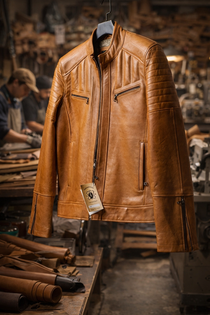 Veste en cuir premium – Élégance marocaine artisanale